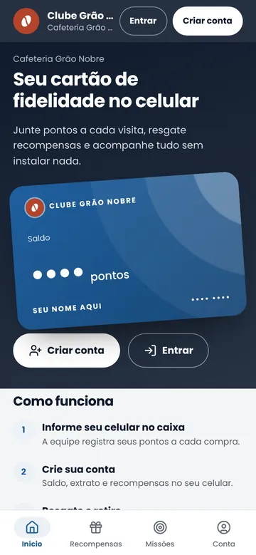Template Carteira do clube: cartão de fidelidade em destaque